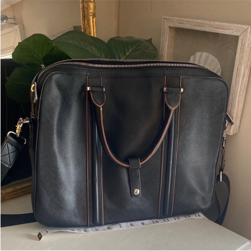 Zara Black and Brown Men's Laptop Bag